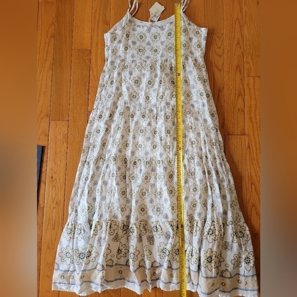 NWT Magaschoni Floral Linen Maxi Dress Cream L Large Summer Flower Cottagecore - Picture 12 of 12